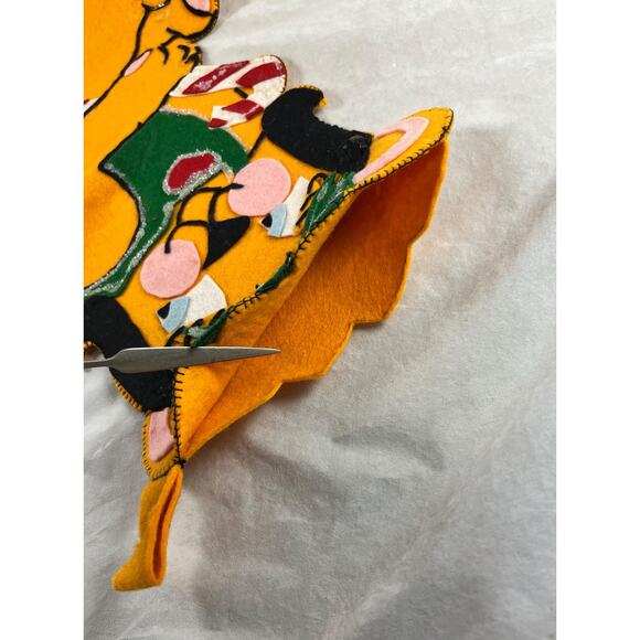 Handsewn Lioness Animal Felt Christmas Stocking Anthropomorphic Vintage 1960s - Picture 5 of 5